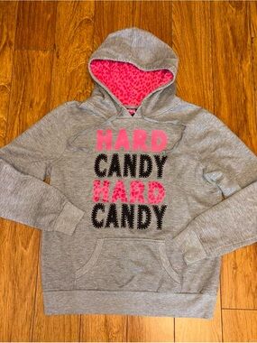 Hard Candy grey and pink leopard print hoodie